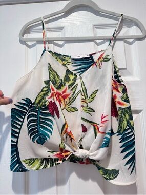 LUSH Tropical Palm Knot Front Tank - White - Medium